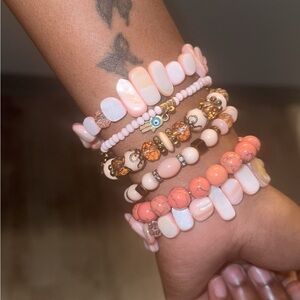 Elegant Pink Beaded Bracelet Set